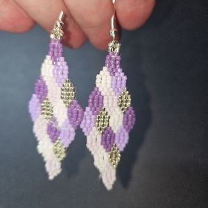 Handmade Beaded Quilt Design Earrings- Vanessa